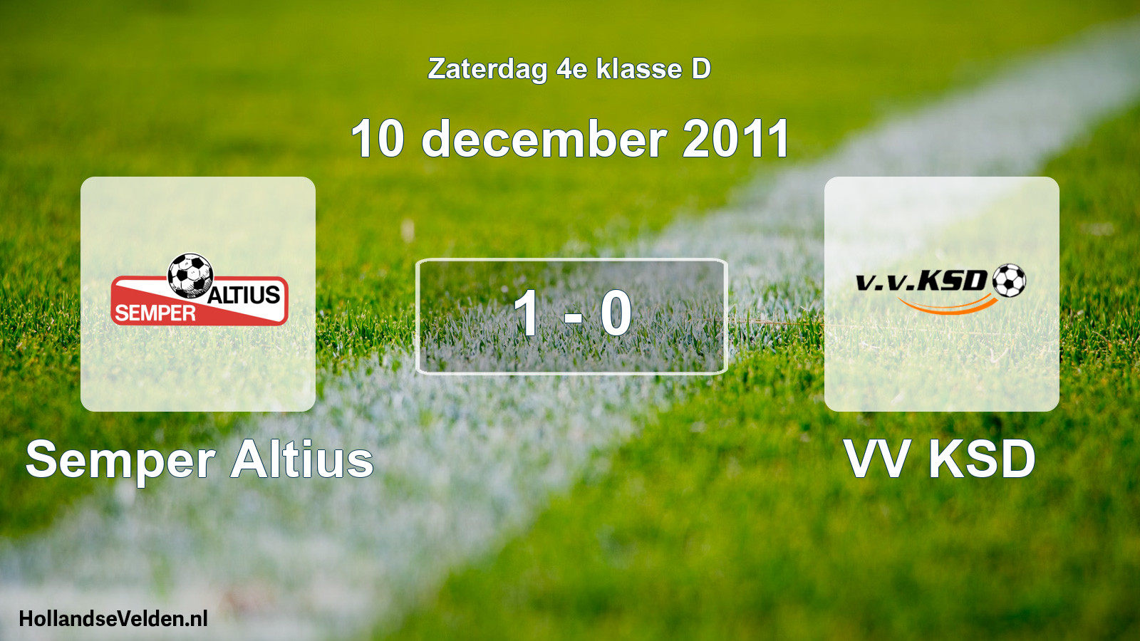 Total number of matches played: Semper Altius - VV KSD 1 - 0 (10 December 2011)