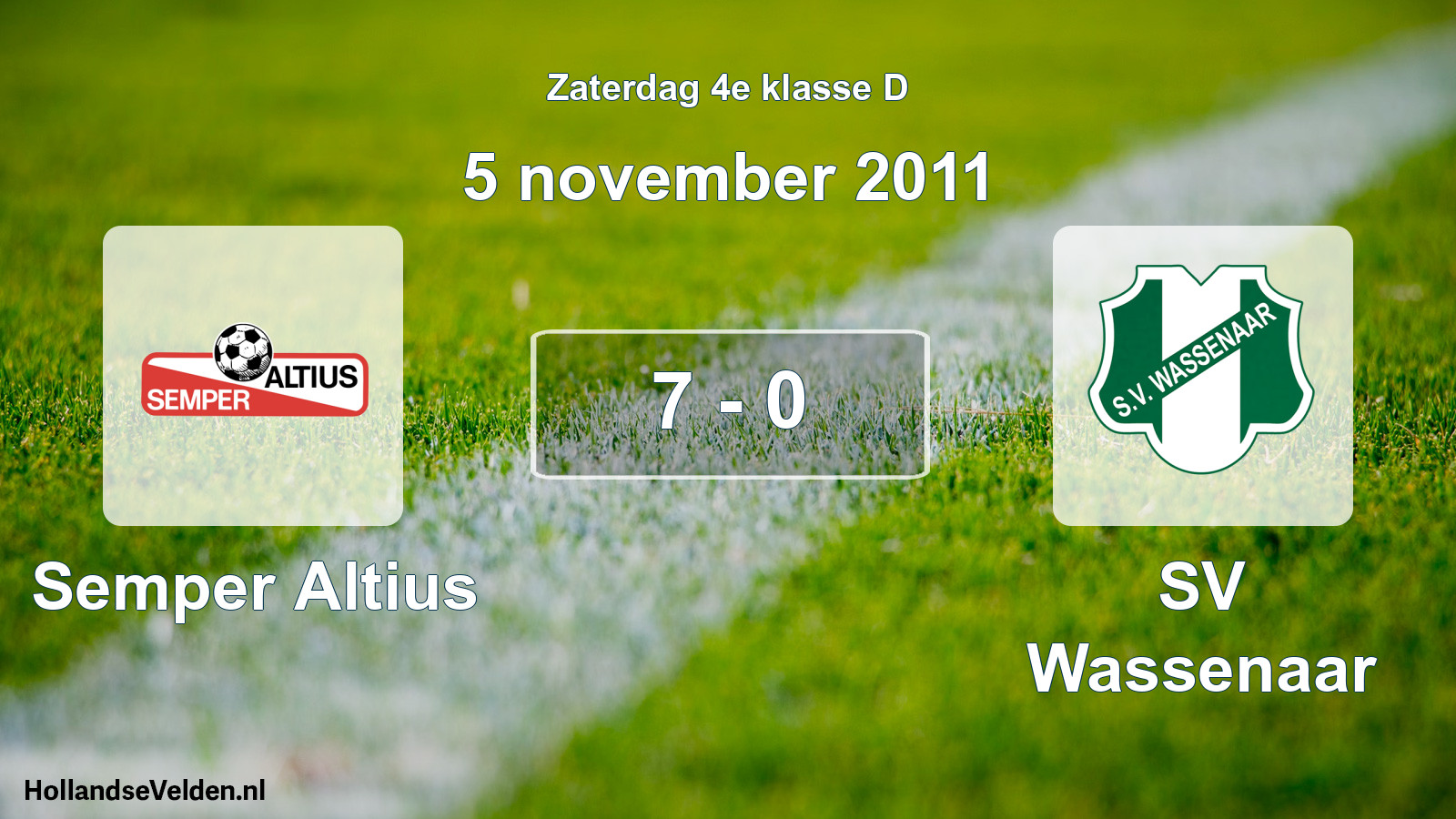 Total number of matches played: Semper Altius - SV Wassenaar 7 - 0 (5 November 2011)