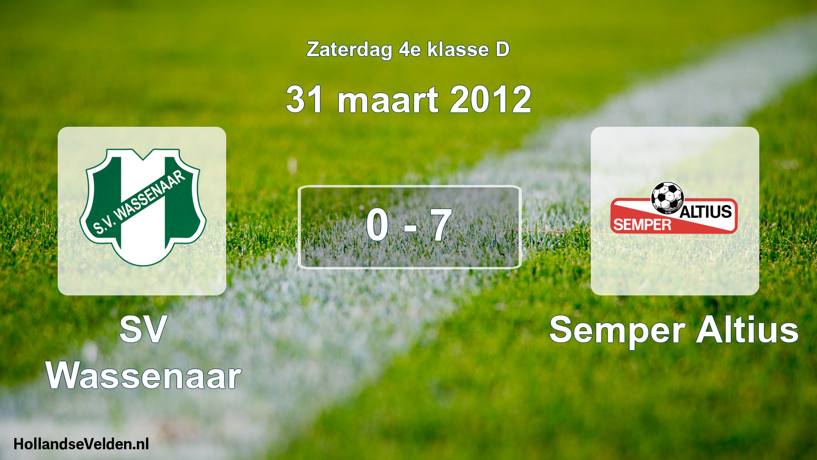 Total number of matches played: SV Wassenaar - Semper Altius 0 - 7 (31 March 2012)