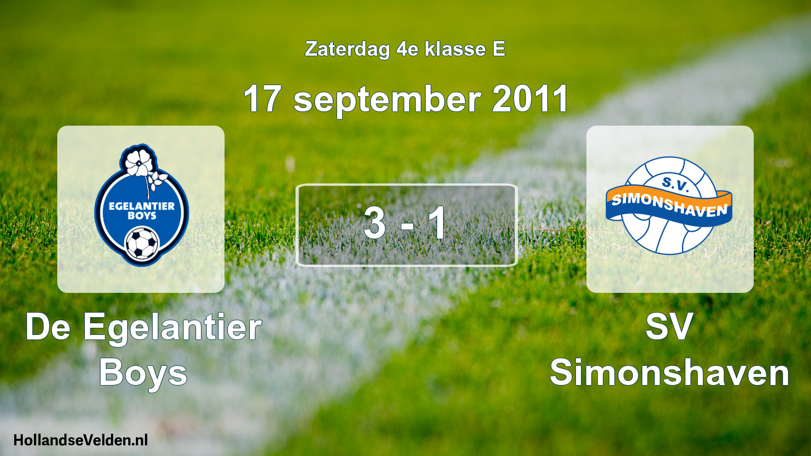 Total number of matches played: De Egelantier Boys - SV Simonshaven 3 - 1 (17 September 2011)