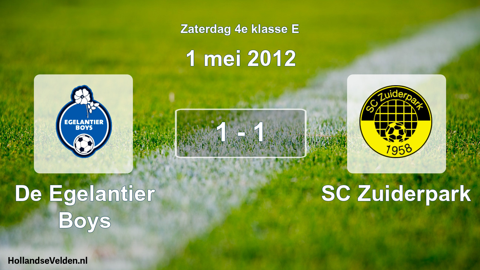 Total number of matches played: De Egelantier Boys - SC Zuiderpark 1 - 1 (1 May 2012)