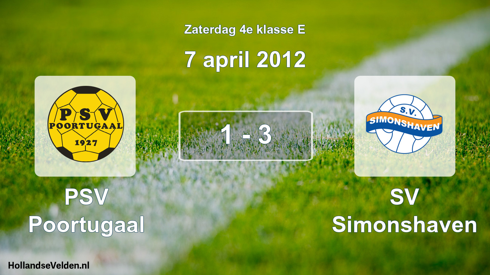 Total number of matches played: PSV Poortugaal - SV Simonshaven 1 - 3 (7 April 2012)