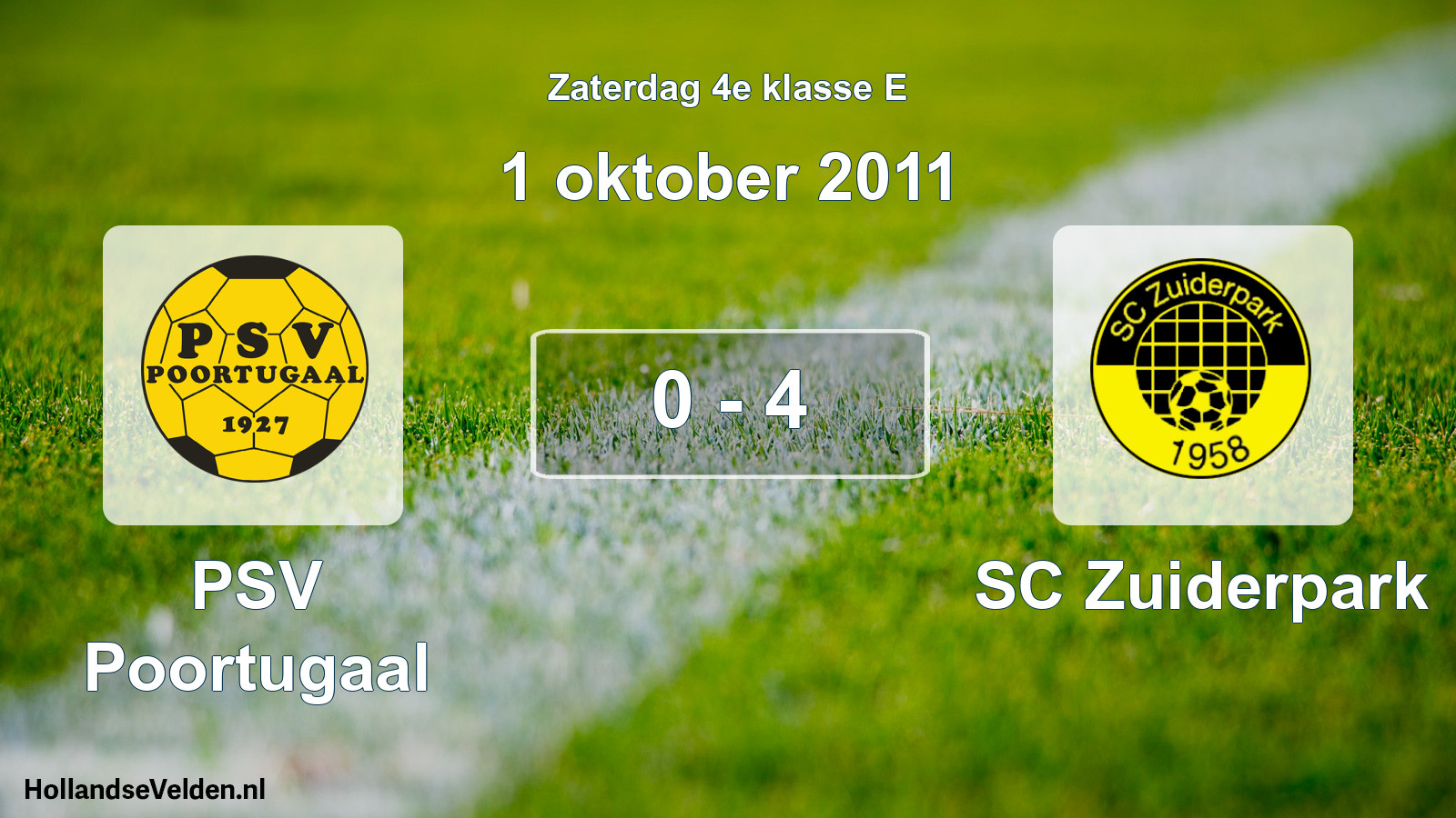 Total number of matches played: PSV Poortugaal - SC Zuiderpark 0 - 4 (1 October 2011)