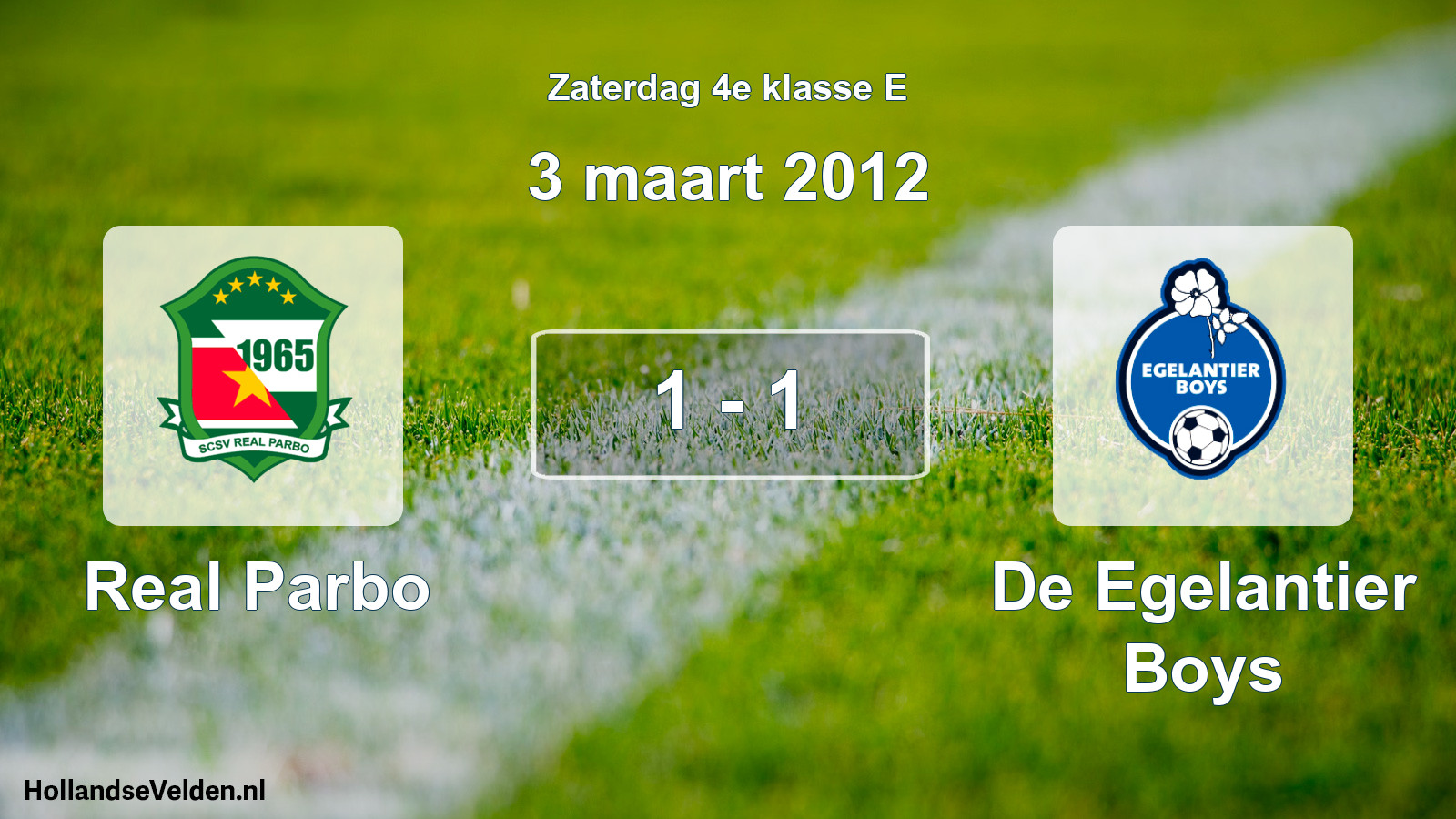 Total number of matches played: Real Parbo - De Egelantier Boys 1 - 1 (3 March 2012)