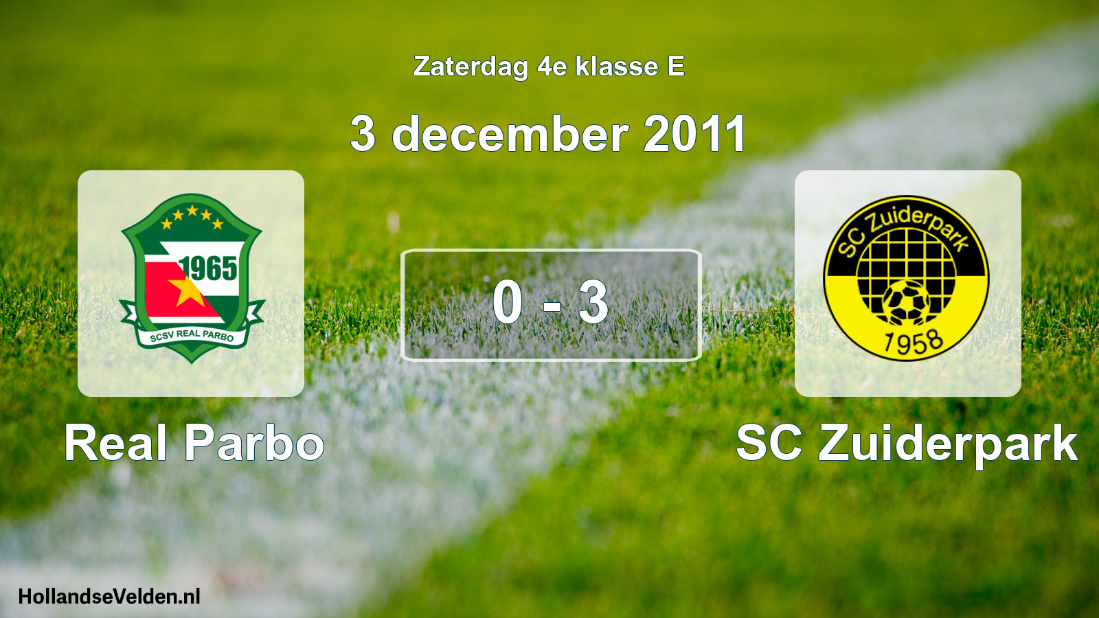 Total number of matches played: Real Parbo - SC Zuiderpark 0 - 3 (3 December 2011)