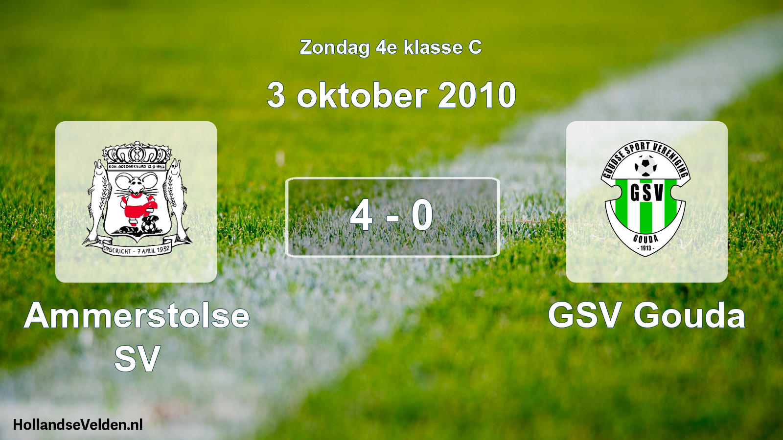 Total number of matches played: Ammerstolse SV - GSV Gouda 4 - 0 (3 October 2010)