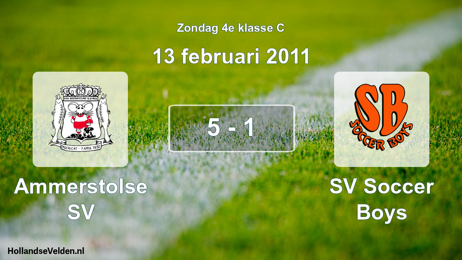 Total number of matches played: Ammerstolse SV - SV Soccer Boys 5 - 1 (13 February 2011)