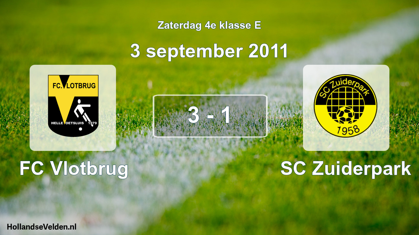 Total number of matches played: FC Vlotbrug - SC Zuiderpark 3 - 1 (3 September 2011)