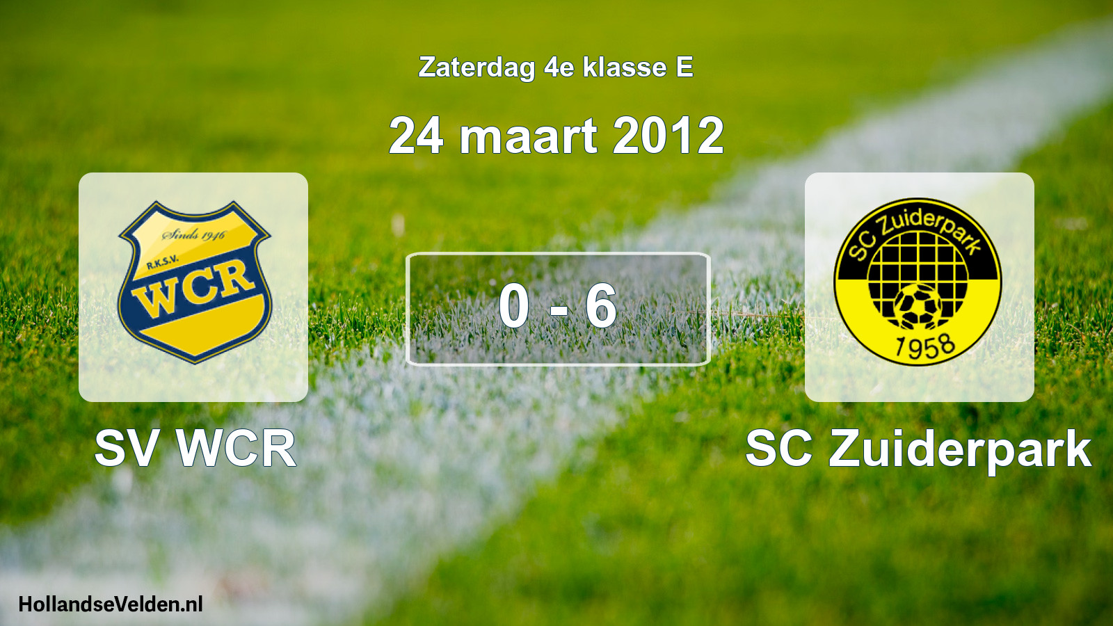 Total number of matches played: SV WCR - SC Zuiderpark 0 - 6 (24 March 2012)