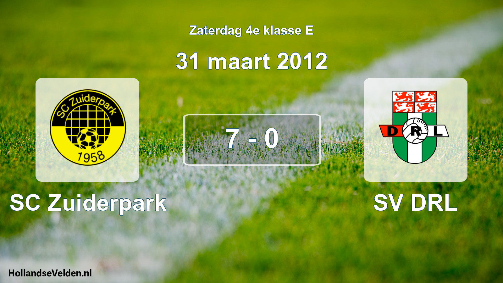 Total number of matches played: SC Zuiderpark - SV DRL 7 - 0 (31 March 2012)