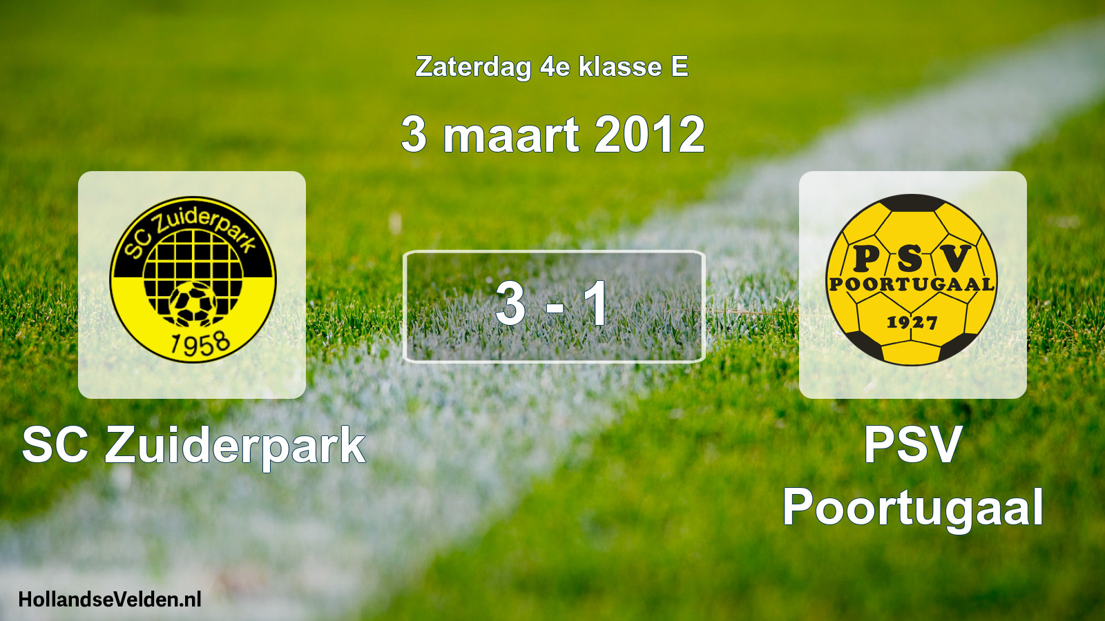 Total number of matches played: SC Zuiderpark - PSV Poortugaal 3 - 1 (3 March 2012)