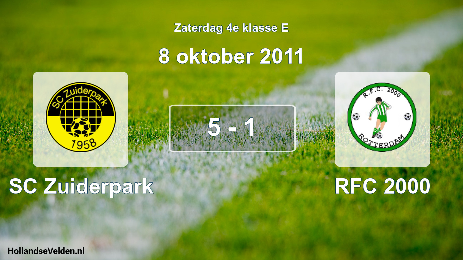 Total number of matches played: SC Zuiderpark - RFC 2000 5 - 1 (8 October 2011)