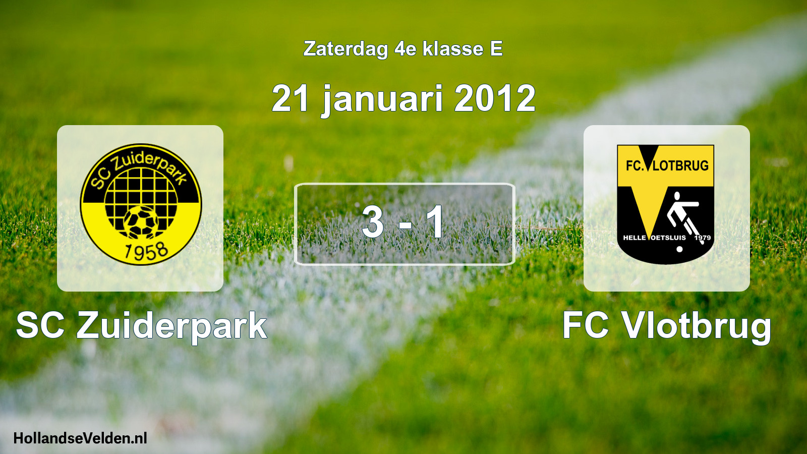 Total number of matches played: SC Zuiderpark - FC Vlotbrug 3 - 1 (21 January 2012)
