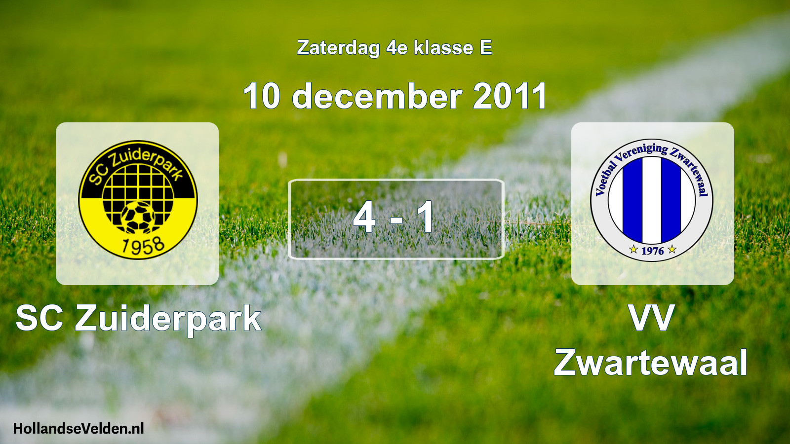Total number of matches played: SC Zuiderpark - VV Zwartewaal 4 - 1 (10 December 2011)