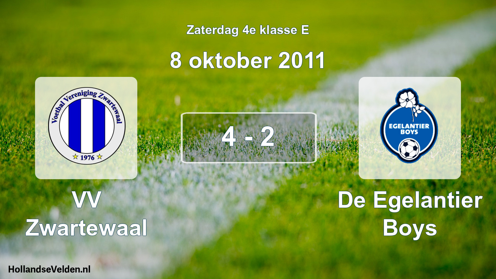 Total number of matches played: VV Zwartewaal - De Egelantier Boys 4 - 2 (8 October 2011)