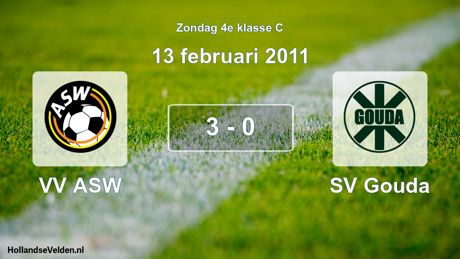 Total number of matches played: VV ASW - SV Gouda 3 - 0 (13 February 2011)