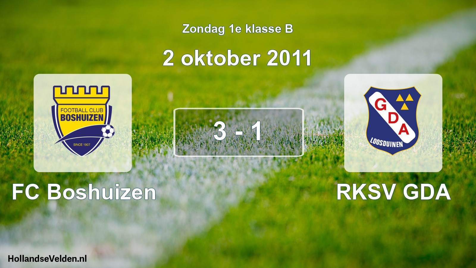 Total number of matches played: FC Boshuizen - RKSV GDA 3 - 1 (2 October 2011)