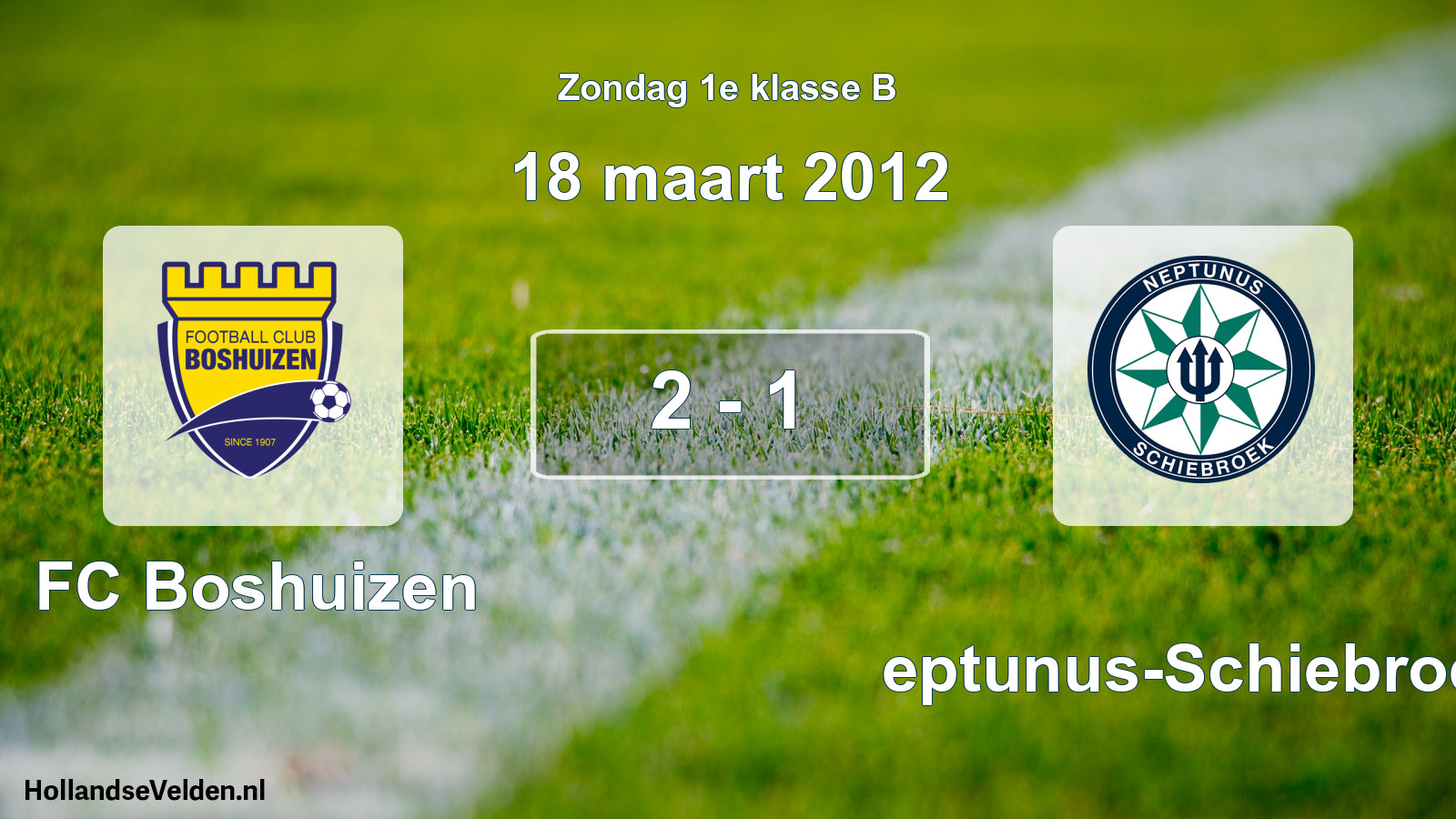Total number of matches played: FC Boshuizen - Neptunus-Schiebroek 2 - 1 (18 March 2012)