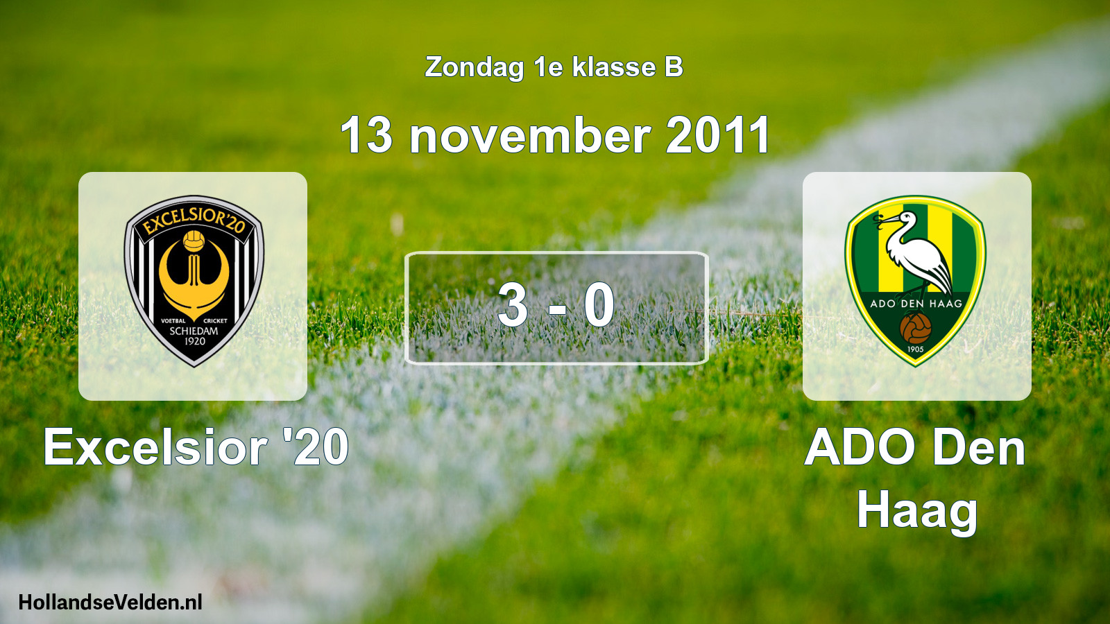 Total number of matches played: Excelsior '20 - ADO Den Haag 3 - 0 (13 November 2011)