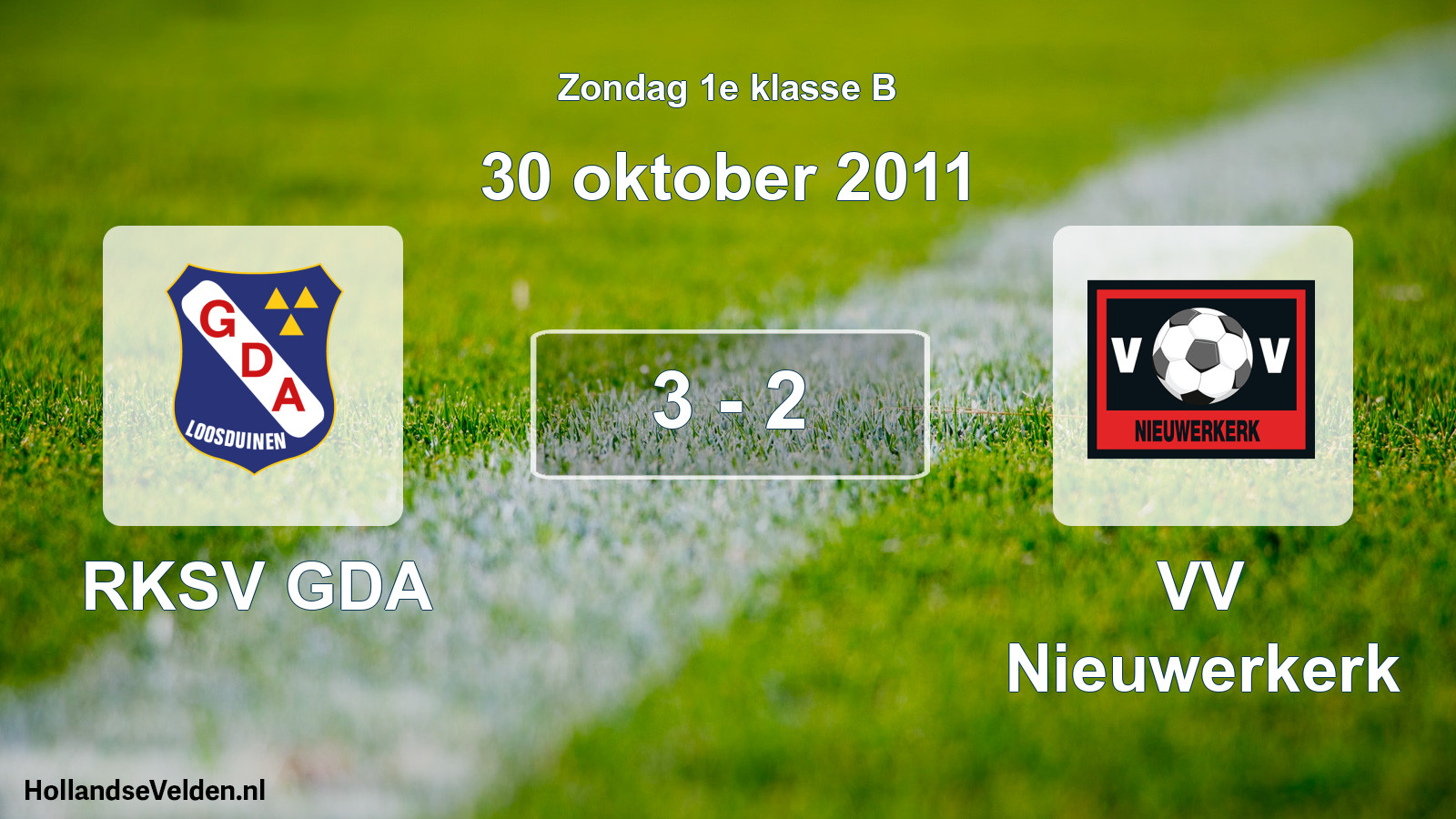 Total number of matches played: RKSV GDA - VV Nieuwerkerk 3 - 2 (30 October 2011)