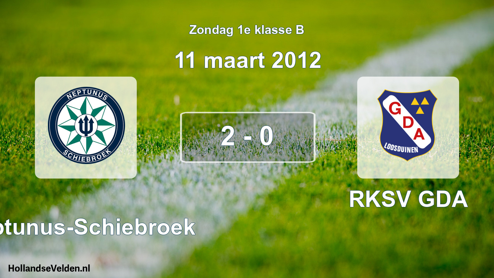 Total number of matches played: Neptunus-Schiebroek - RKSV GDA 2 - 0 (11 March 2012)