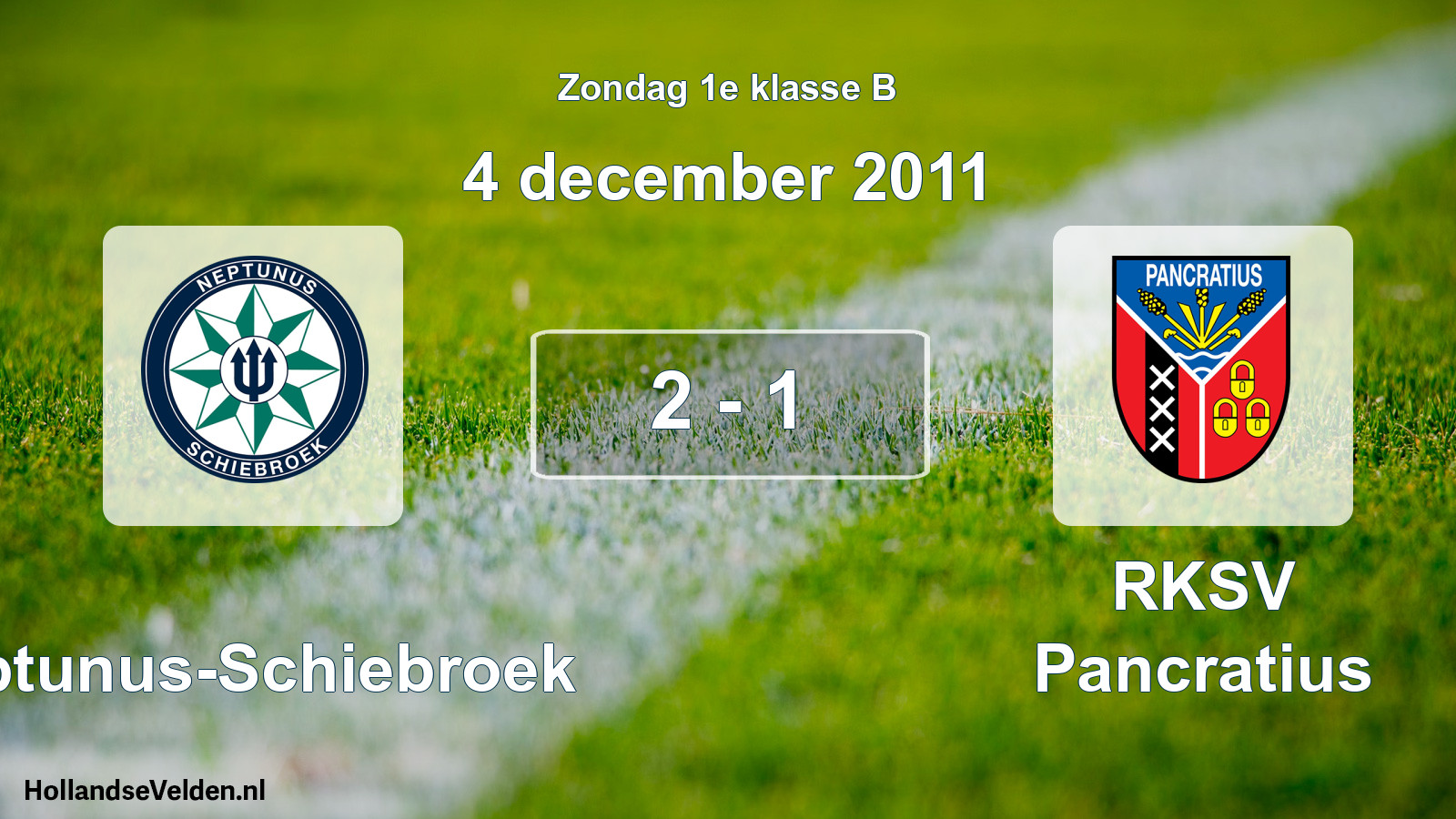 Total number of matches played: Neptunus-Schiebroek - RKSV Pancratius 2 - 1 (4 December 2011)