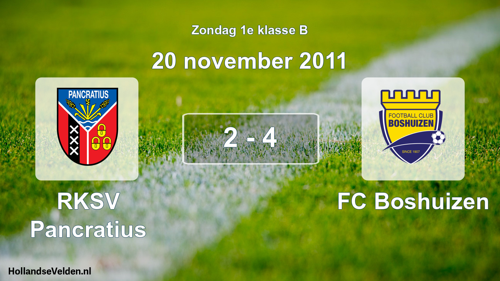 Total number of matches played: RKSV Pancratius - FC Boshuizen 2 - 4 (20 November 2011)