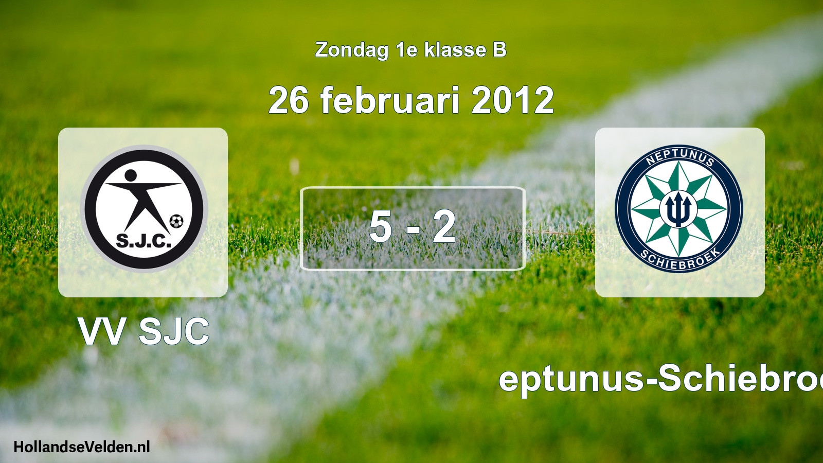 Total number of matches played: VV SJC - Neptunus-Schiebroek 5 - 2 (26 February 2012)