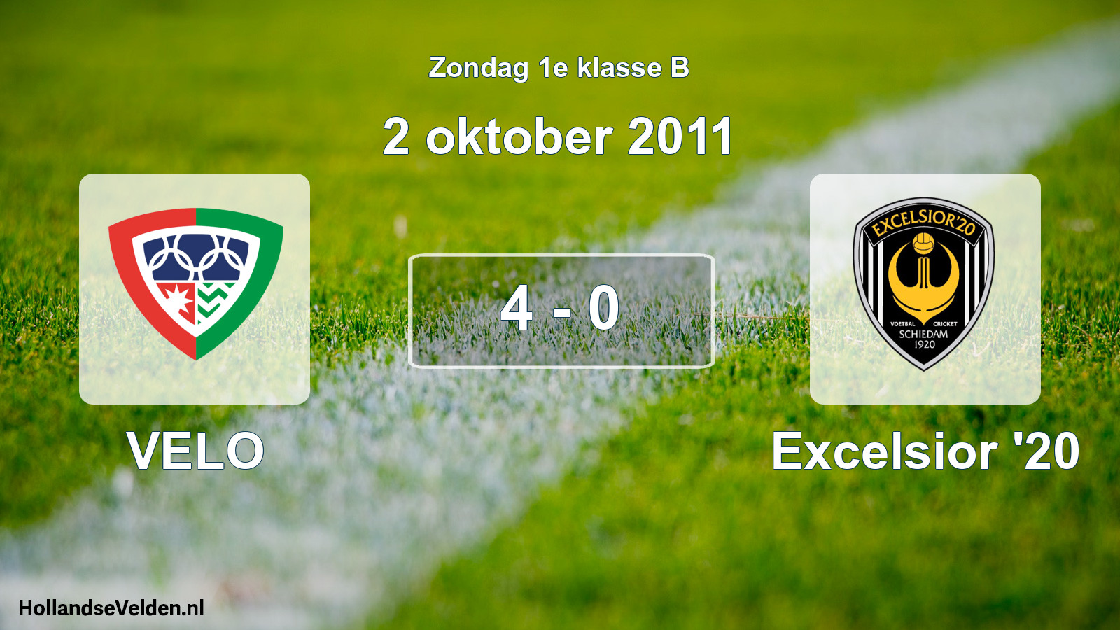 Total number of matches played: VELO - Excelsior '20 4 - 0 (2 October 2011)