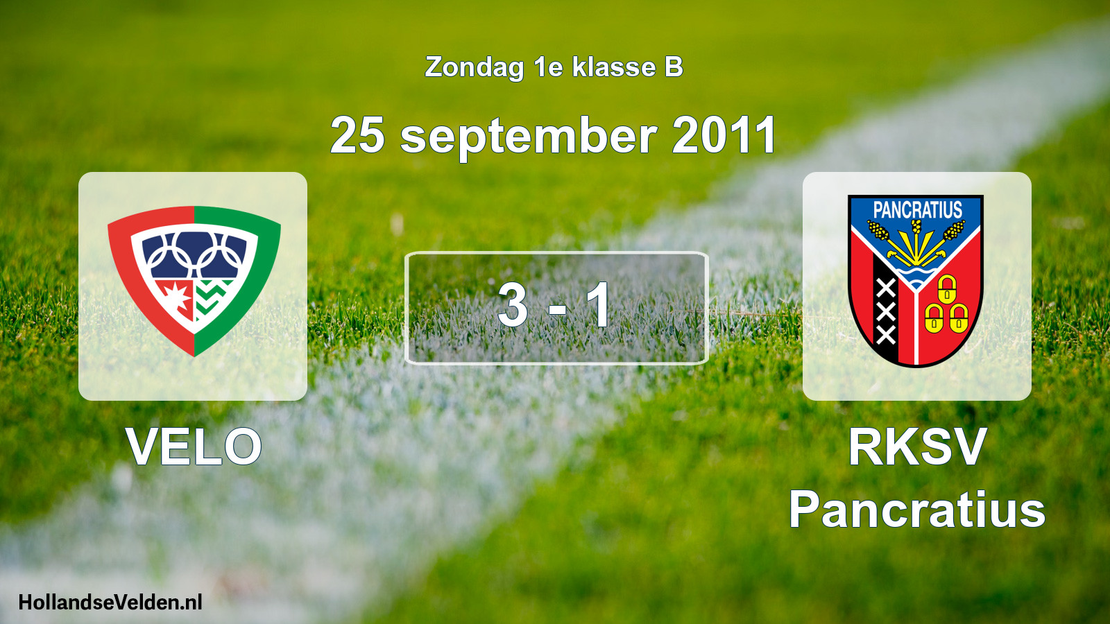 Total number of matches played: VELO - RKSV Pancratius 3 - 1 (25 September 2011)