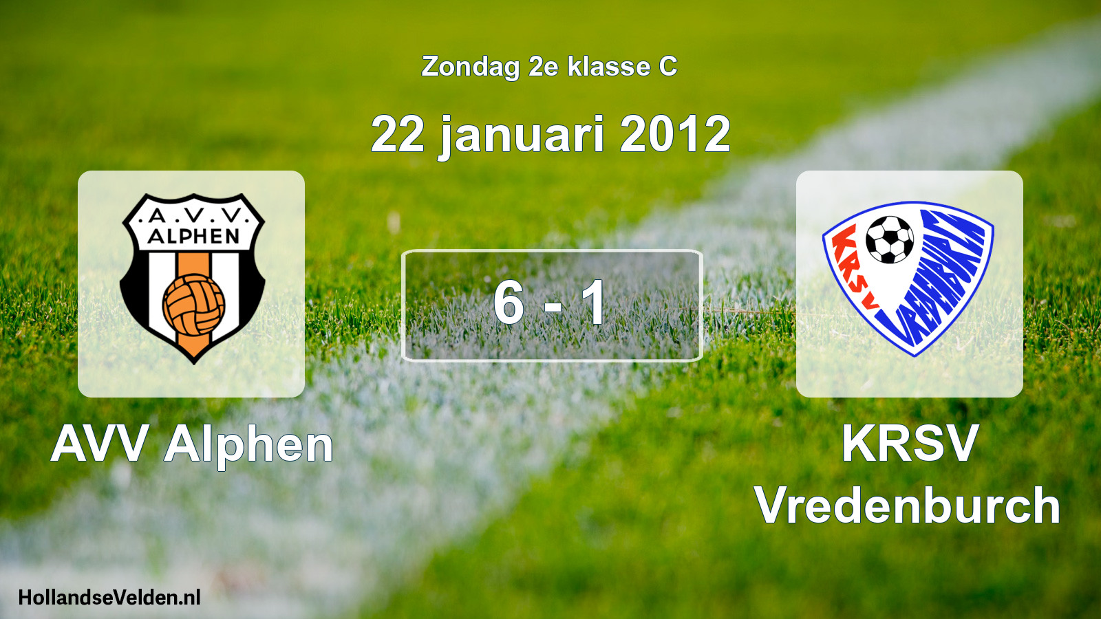Total number of matches played: AVV Alphen - KRSV Vredenburch 6 - 1 (22 January 2012)