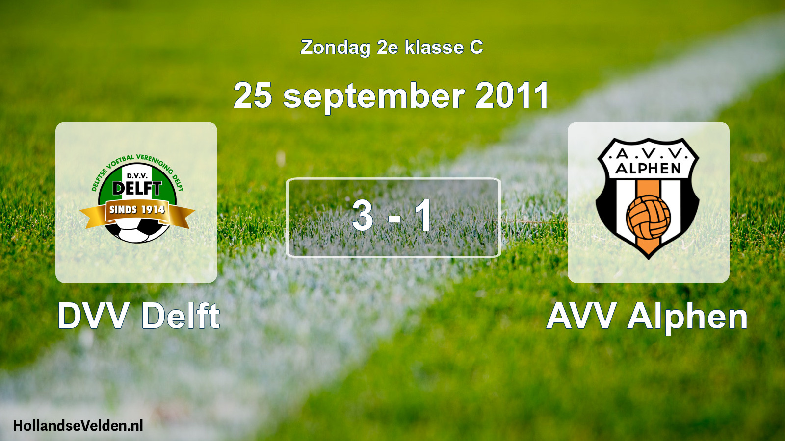 Total number of matches played: DVV Delft - AVV Alphen 3 - 1 (25 September 2011)