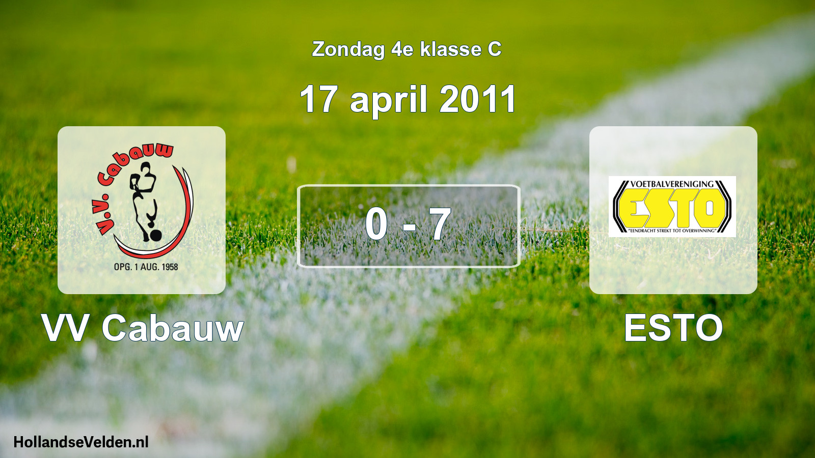 Total number of matches played: VV Cabauw - ESTO 0 - 7 (17 April 2011)