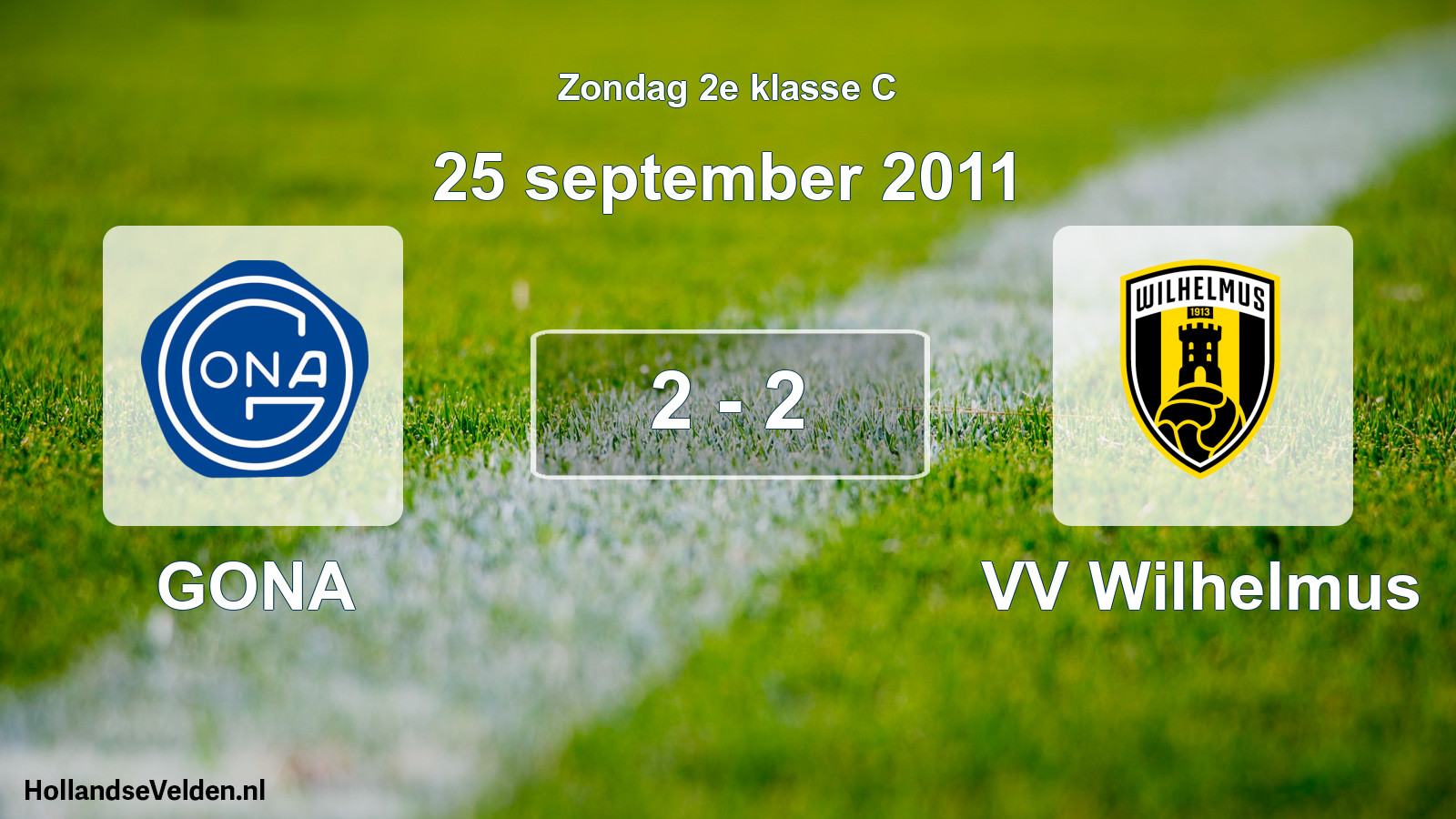 Total number of matches played: GONA - VV Wilhelmus 2 - 2 (25 September 2011)