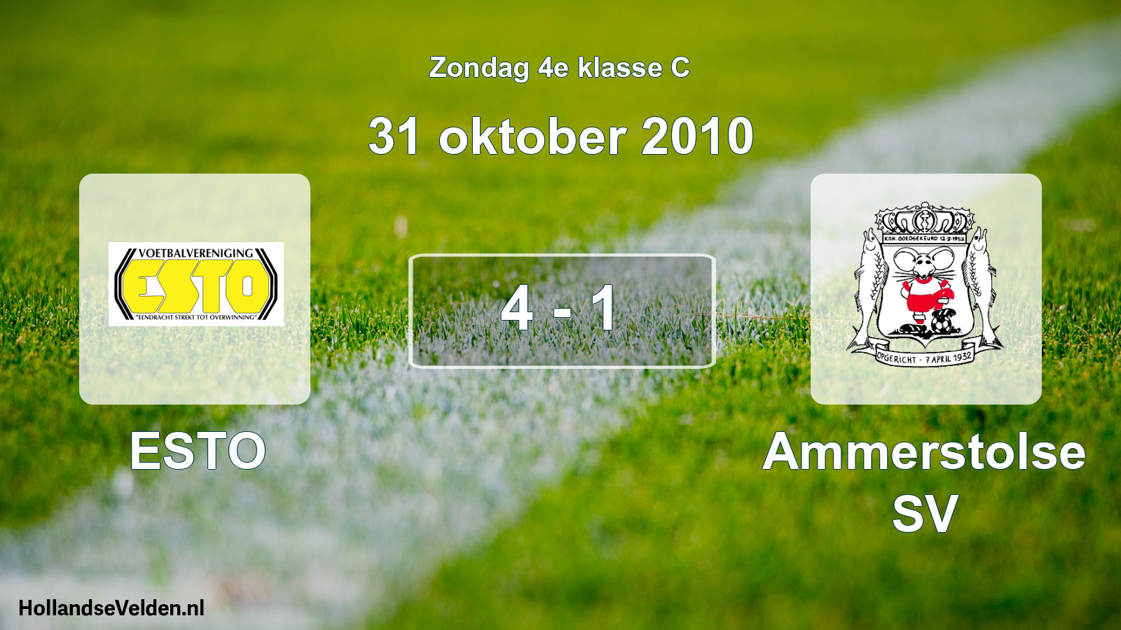 Total number of matches played: ESTO - Ammerstolse SV 4 - 1 (31 October 2010)