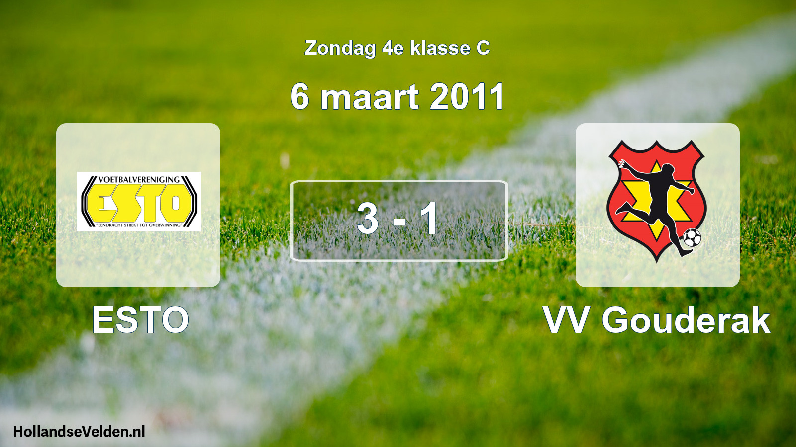 Total number of matches played: ESTO - VV Gouderak 3 - 1 (6 March 2011)