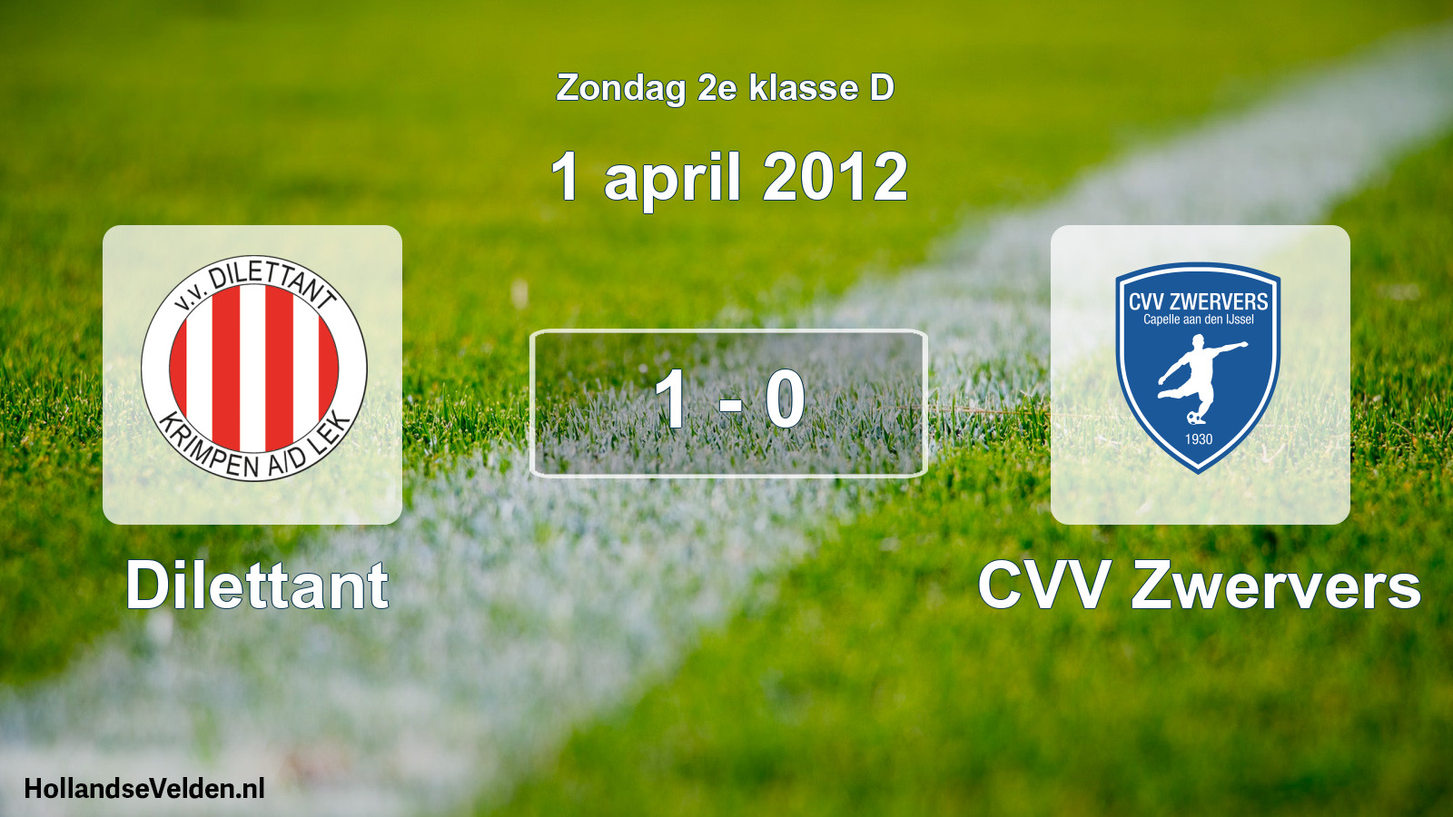 Total number of matches played: Dilettant - CVV Zwervers 1 - 0 (1 April 2012)