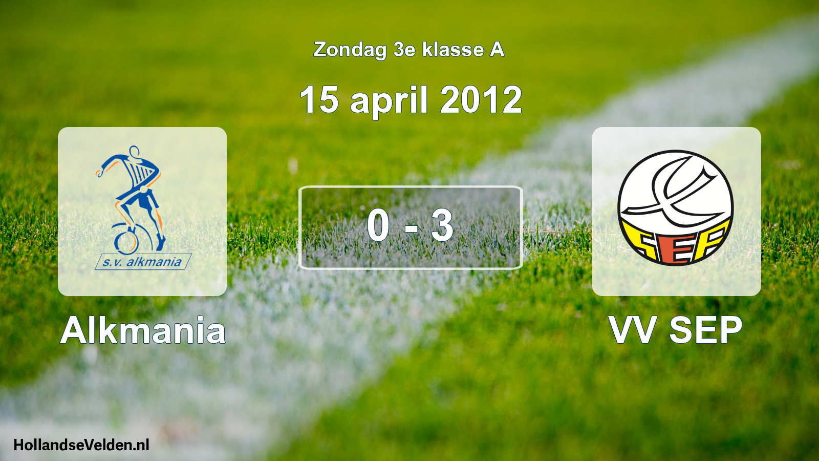 Total number of matches played: Alkmania - VV SEP 0 - 3 (15 April 2012)
