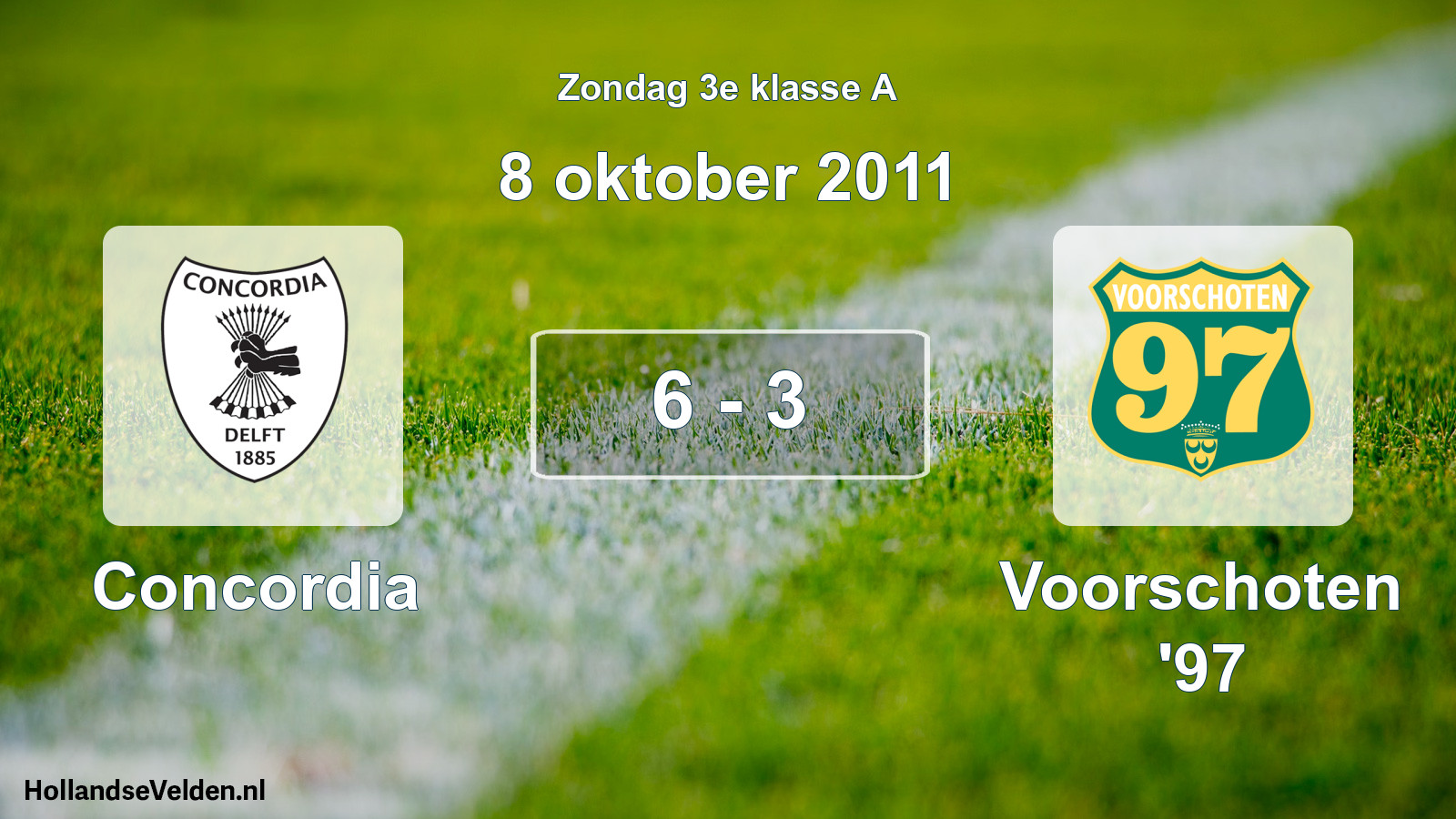 Total number of matches played: Concordia - Voorschoten '97 6 - 3 (8 October 2011)