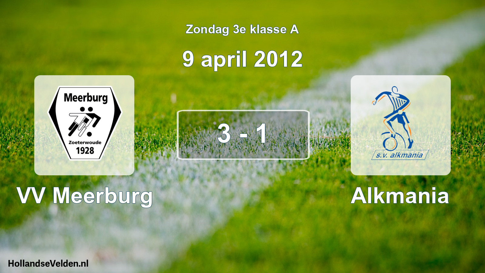 Total number of matches played: VV Meerburg - Alkmania 3 - 1 (9 April 2012)