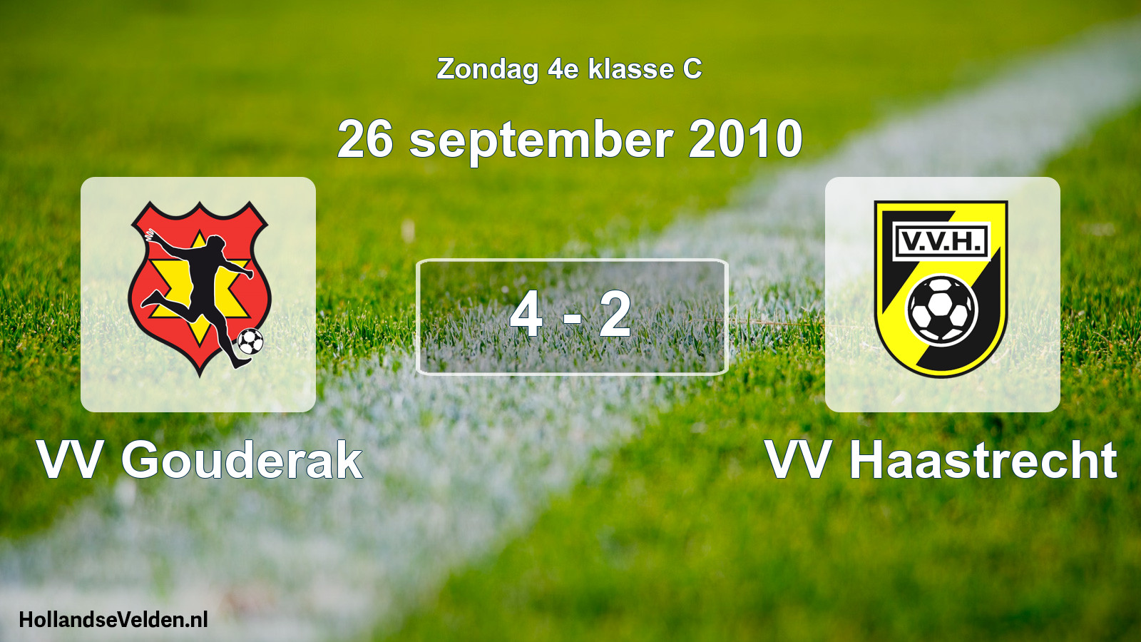 Total number of matches played: VV Gouderak - VV Haastrecht 4 - 2 (26 September 2010)