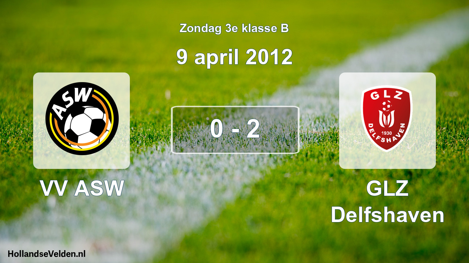 Total number of matches played: VV ASW - GLZ Delfshaven 0 - 2 (9 April 2012)