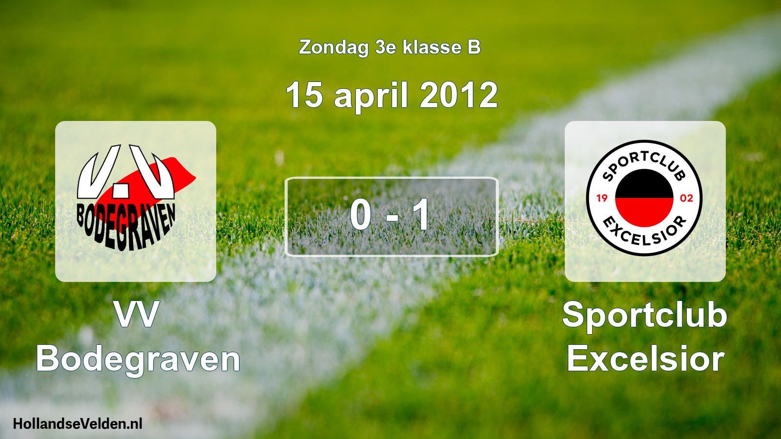Total number of matches played: VV Bodegraven - Sportclub Excelsior 0 - 1 (15 April 2012)