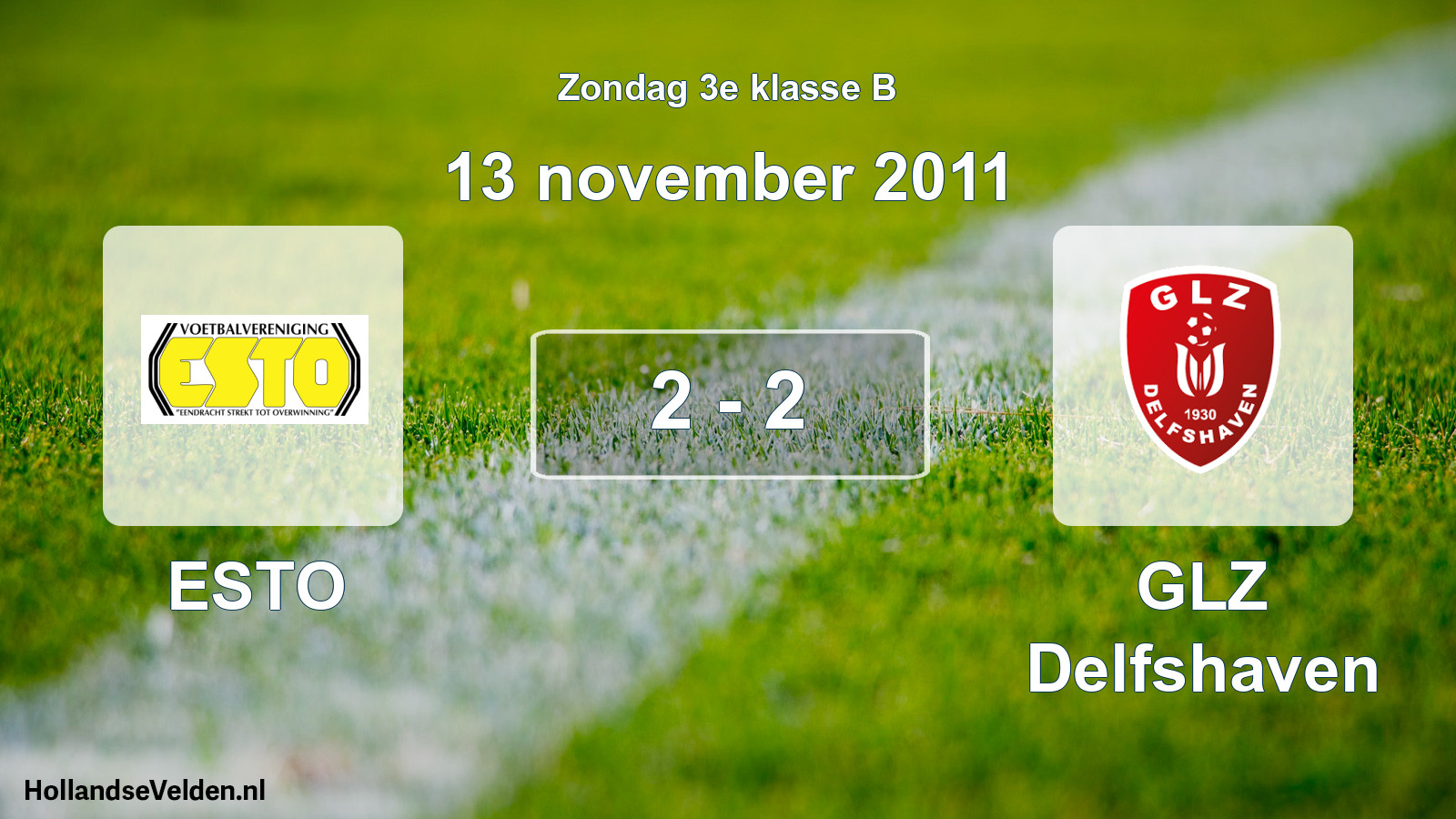 Total number of matches played: ESTO - GLZ Delfshaven 2 - 2 (13 November 2011)