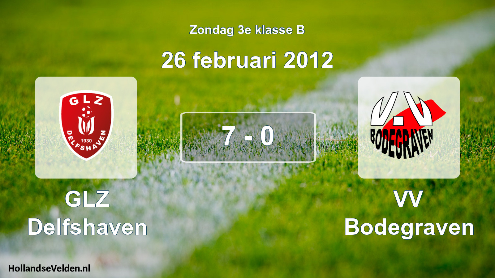 Total number of matches played: GLZ Delfshaven - VV Bodegraven 7 - 0 (26 February 2012)