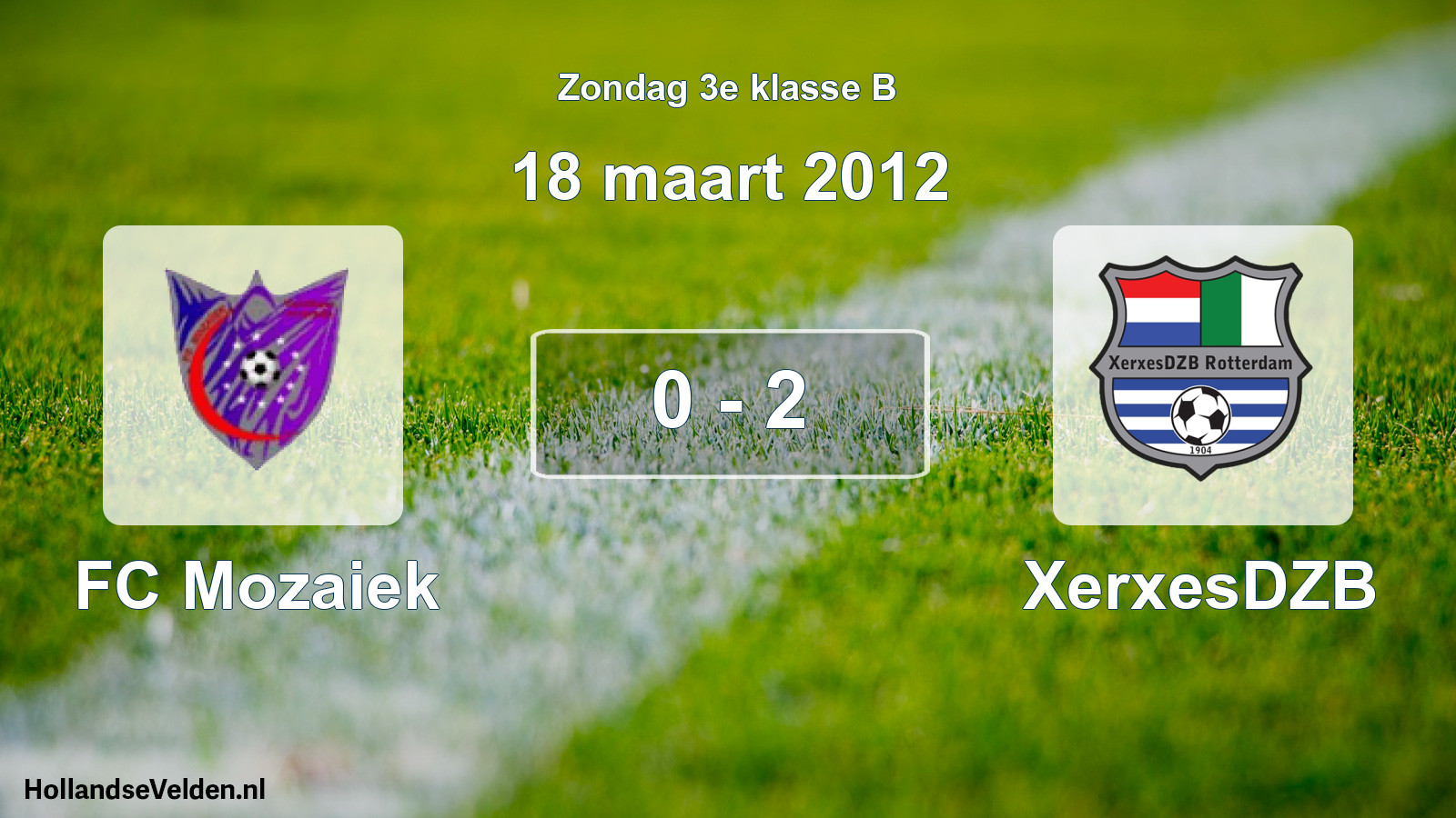 Total number of matches played: FC Mozaiek - XerxesDZB 0 - 2 (18 March 2012)