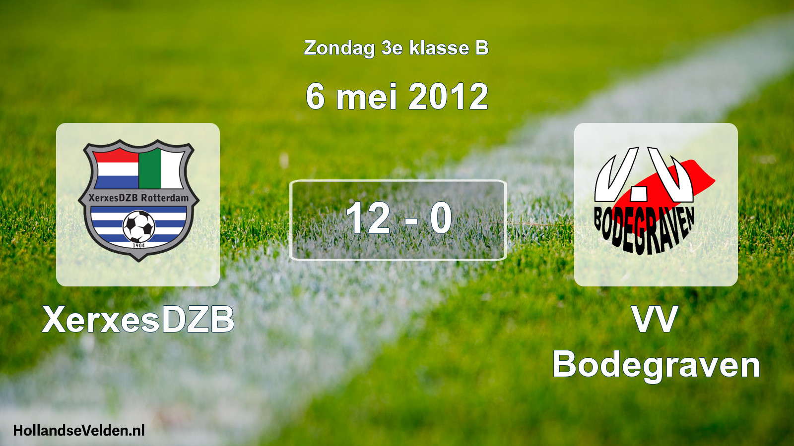 Total number of matches played: XerxesDZB - VV Bodegraven 12 - 0 (6 May 2012)