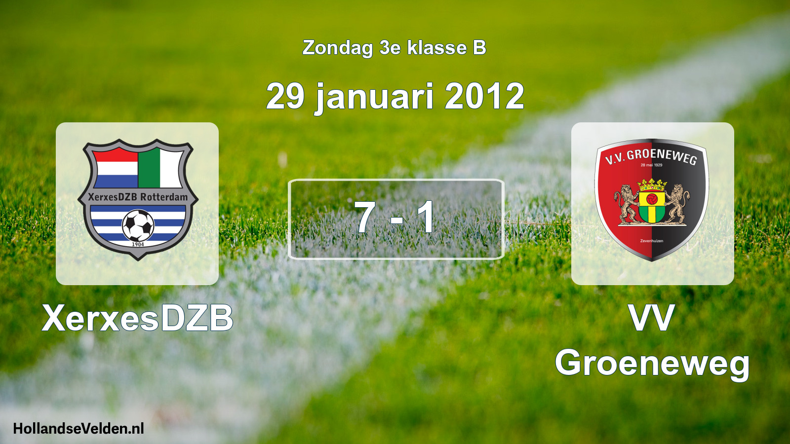 Total number of matches played: XerxesDZB - VV Groeneweg 7 - 1 (29 January 2012)