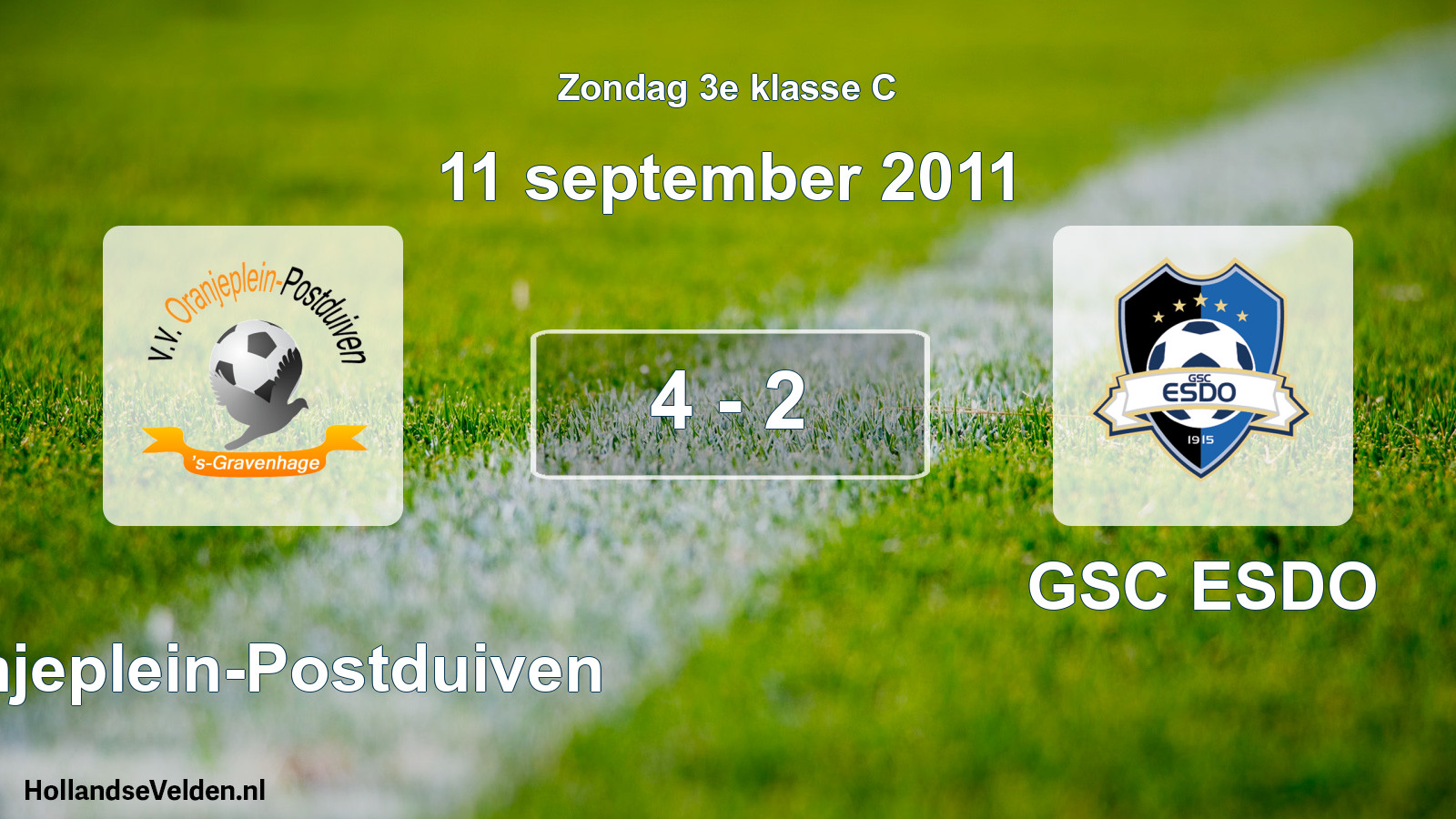 Total number of matches played: Oranjeplein-Postduiven - GSC ESDO 4 - 2 (11 September 2011)