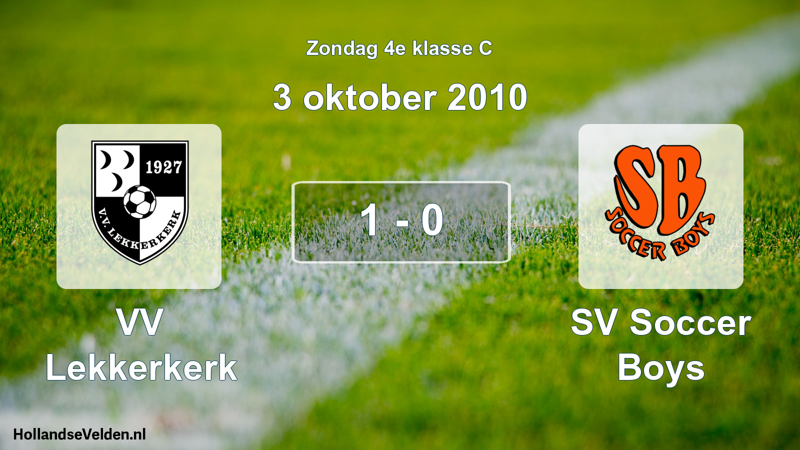 Total number of matches played: VV Lekkerkerk - SV Soccer Boys 1 - 0 (3 October 2010)